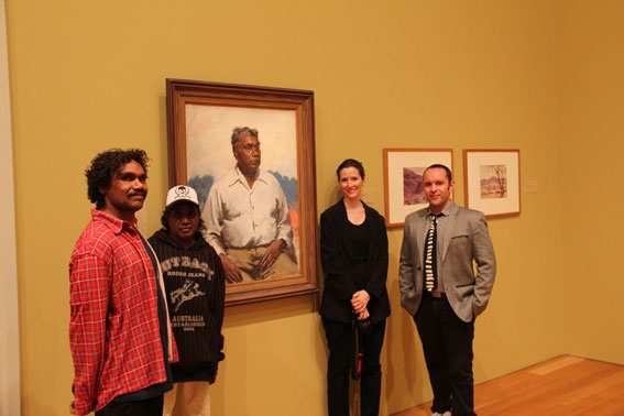 from left Vincent Namatjira, Kumanara Barney, Karen Zadra and Curator, Bruce McLean